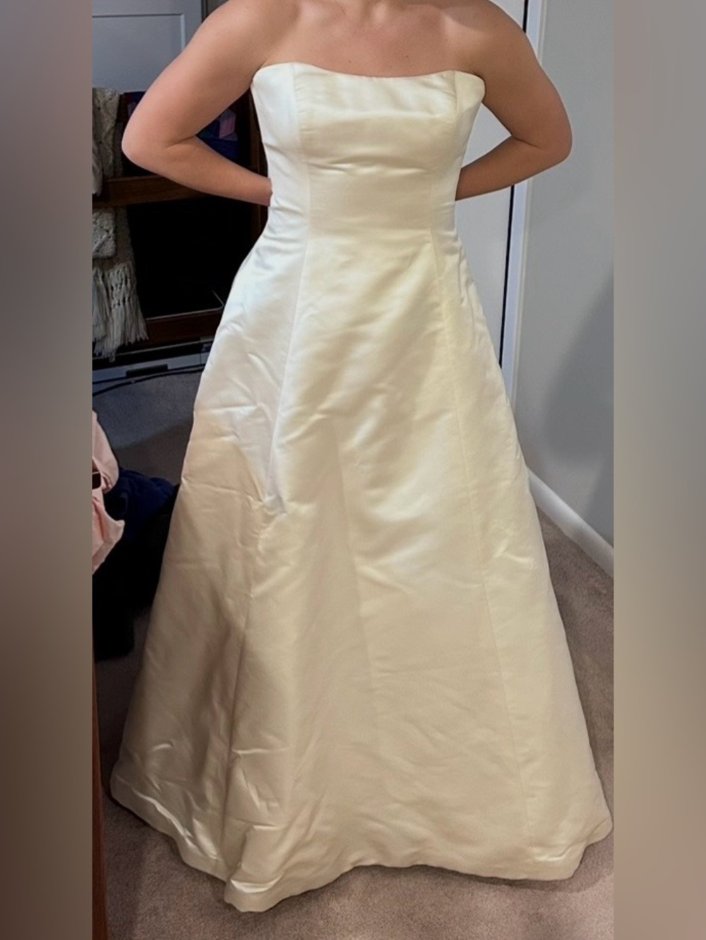 Saks Fifth Avenue Cream Silk Satin A-Line Wedding Dress